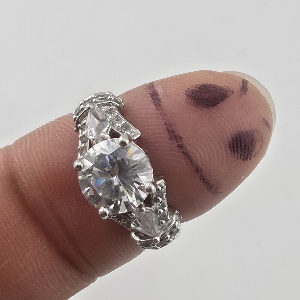 Vintage Sterling Silver PAJCZ CZ Engagement Ring Size 6.75 Statement Ring